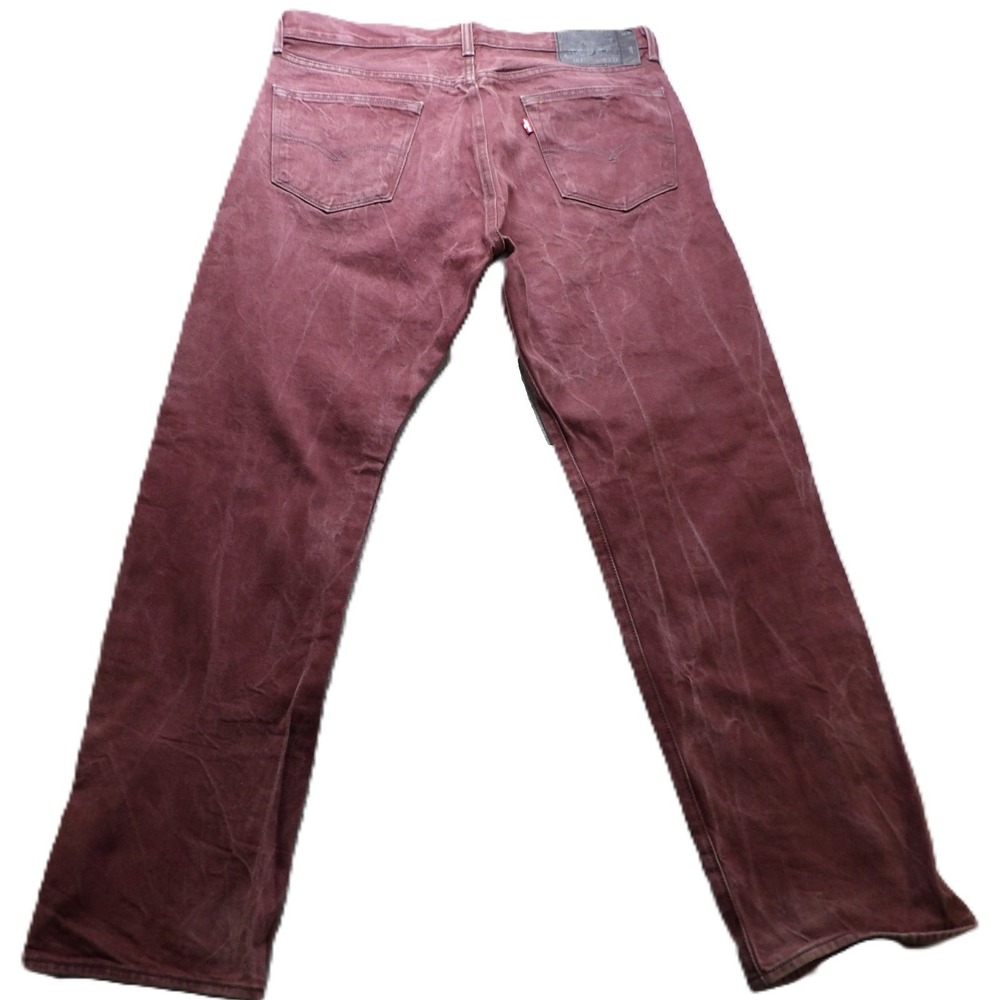 Levi's 501 Original Fit Jeans Men W36x32 Burgundy Cotton Straight Leg Denim Pant